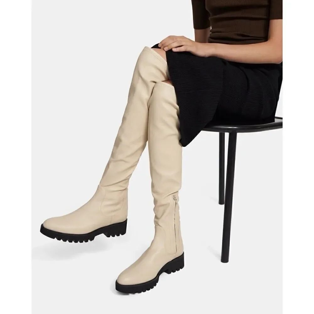 Theory Over-The-Knee Boot in Faux Leather White sz 9 US